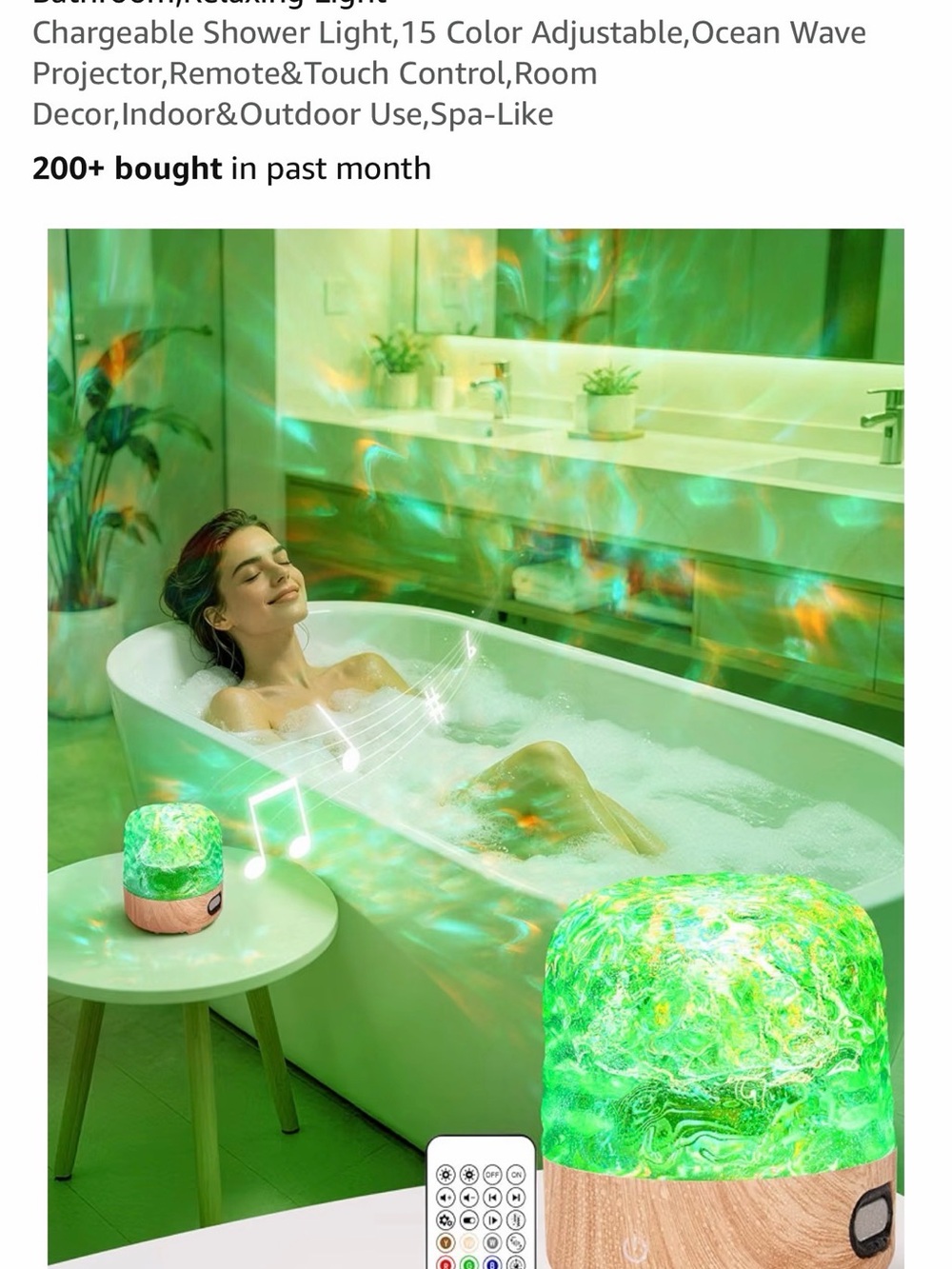 Color-Changing Ocean Wave Aroma Diffuser & Shower Light - Green